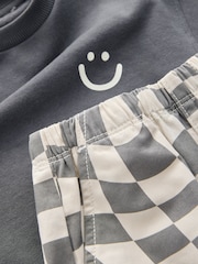 Charcoal Checkerboard Long Sleeve T-Shirt & Trousers Set (3mths-7yrs) - Image 5 of 9