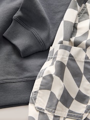 Charcoal Checkerboard Long Sleeve T-Shirt & Trousers Set (3mths-7yrs) - Image 6 of 9