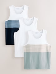 Grey/White/Navy Block Vests 3 Pack - Image 1 of 2