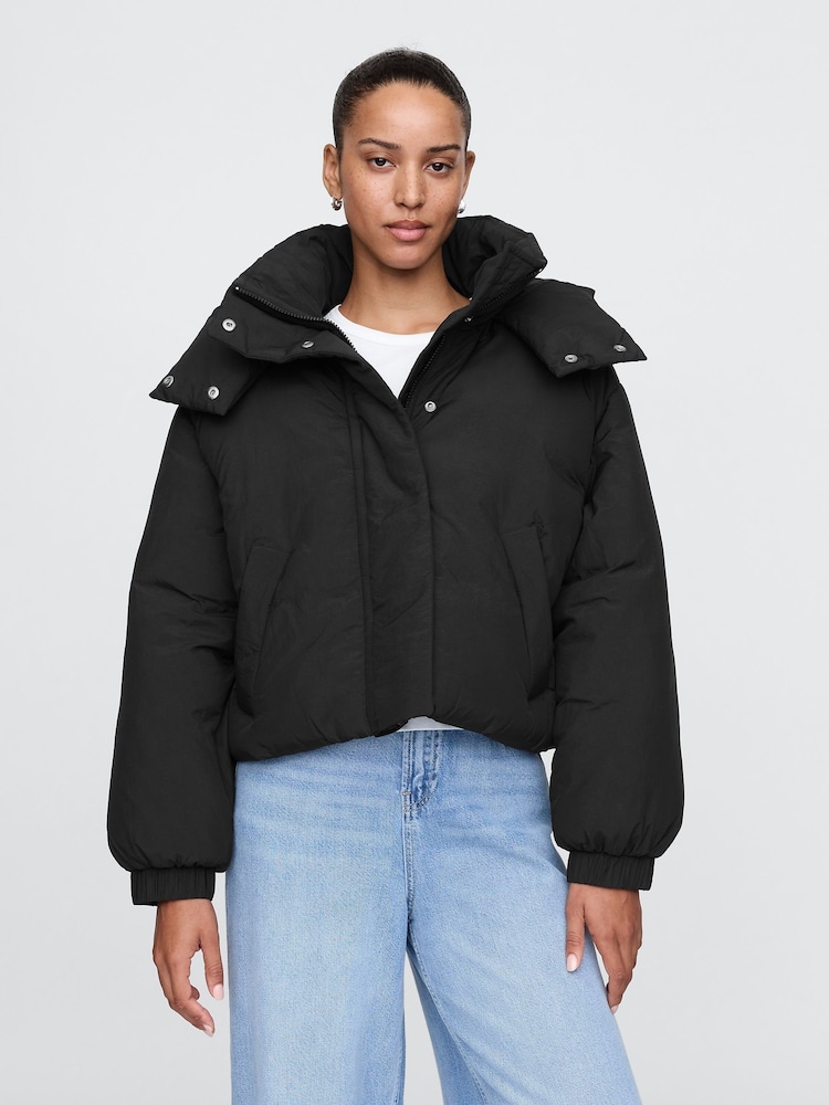 Negro - Gap Cropped Duvet Wrap Puffer Coat - Imagen 1 de 5 Negro - Gap Cropped Duvet Wrap Puffer Coat - Imagen 1 de 5