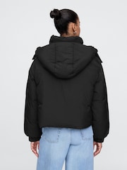 Gap Black Cropped Duvet Wrap Puffer Coat - Image 2 of 5
