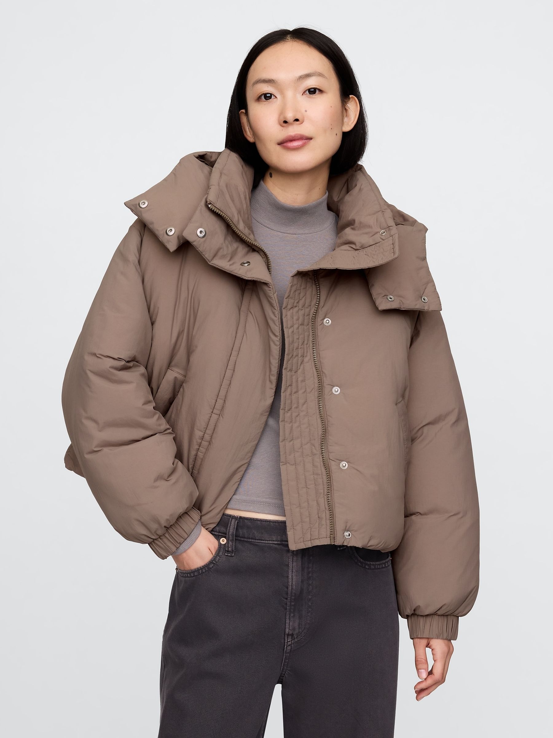 Buy Gap Brown Cropped Duvet Wrap Puffer Jacket from the Next UK online shop