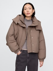 Gap Brown Cropped Duvet Wrap Puffer Coat - Image 1 of 5