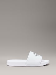 Calvin Klein White Logo Print Pool Slides - Image 1 of 5