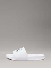 Calvin Klein White Logo Print Pool Slides - Image 2 of 5