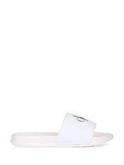Calvin Klein White Logo Print Pool Slides - Image 4 of 5