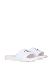 Calvin Klein White Logo Print Pool Slides - Image 5 of 5