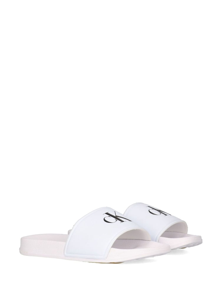 Calvin Klein White Logo Print Pool Slides - Image 5 of 5 Calvin Klein White Logo Print Pool Slides - Image 5 of 5