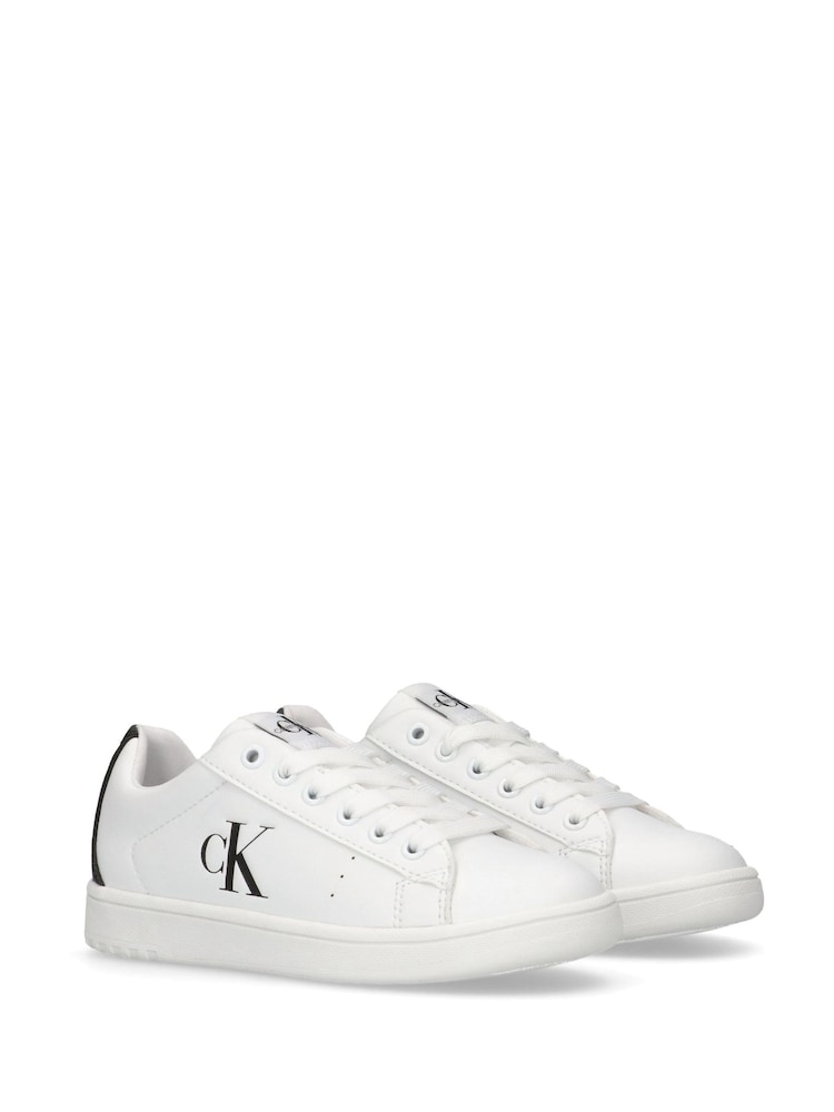 Calvin Klein White Low Cut Lace-Up Sneakers - Image 2 of 8