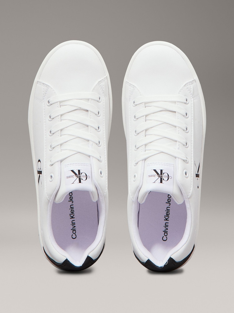 Calvin Klein White Low Cut Lace-Up Sneakers - Image 8 of 8