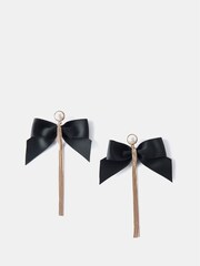Mint Velvet Gold Tone Bow Pearl Drop Earrings - Image 1 of 2
