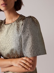 Mint Velvet Gold Frill Mini Dress - Image 4 of 7