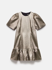 Mint Velvet Gold Frill Mini Dress - Image 6 of 7