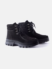 Mint Velvet Black Borg Suede Hiking Boots - Image 3 of 3