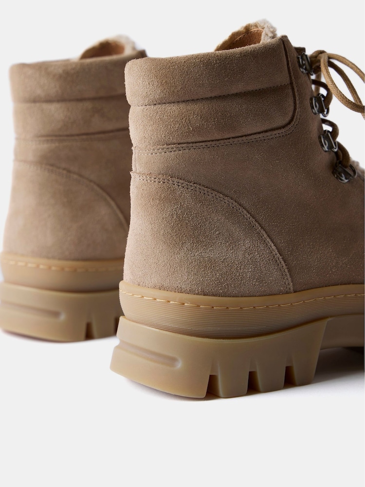 Mint Velvet Brown Borg Suede Hiking Boots - Image 2 of 2 Mint Velvet Brown Borg Suede Hiking Boots - Image 2 of 2
