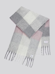 U.S. Polo Assn. Grey Womens Super Soft Brushed Square Check Large Scarf - Image 2 of 3