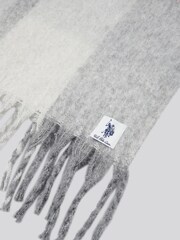 U.S. Polo Assn. Grey Womens Super Soft Brushed Square Check Large Scarf - Image 3 of 3