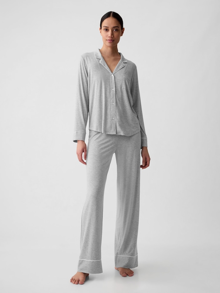 Gap Grey Long Sleeve Modal Pyjama Shirt - Image 3 of 3