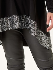 Roman Metallic Curve Sequin Hem Stretch Top - Image 5 of 5