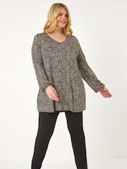 Túnica Roman Curve com Estampa Abstrata e V Neck - Imagem 3 de 6