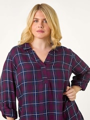 Roman Blue Curve Checkered Overshirt - Image 1 of 5