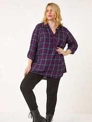 Roman Blue Curve Checkered Overshirt - Image 2 of 5