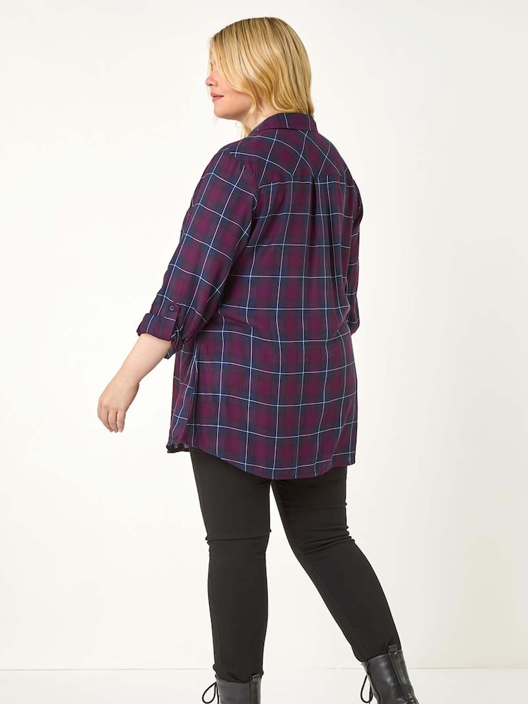 Roman Blue Curve Checkered Overshirt - Image 3 of 5