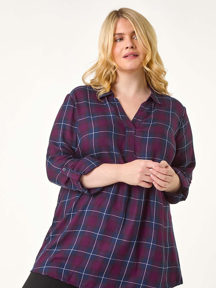 Roman Blue Curve Checkered Overshirt - Image 4 of 5