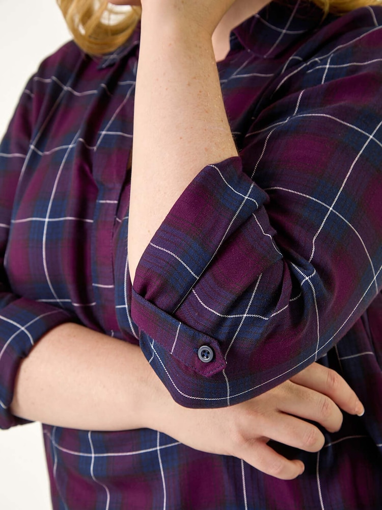 Roman Blue Curve Checkered Overshirt - Image 5 of 5