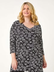 Roman Curve Floral Print V-Neck Tunic - Bild 1 von 5