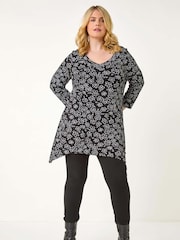Roman Curve Floral Print V-Neck Tunic - Bild 2 von 5