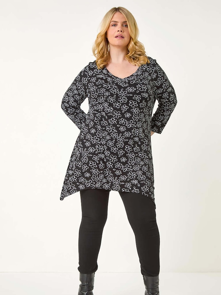 Roman Curve Floral Print V-Neck Tunic - Bild 2 von 5