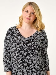Roman Curve Floral Print V-Neck Tunic - Bild 4 von 5