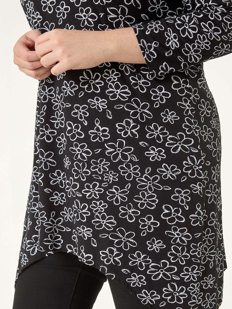 Roman Curve Floral Print V-Neck Tunic - Bild 5 von 5