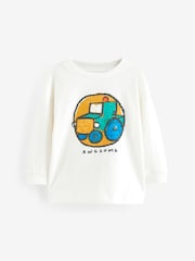 White Tractor 100% Cotton Long Sleeve Transport T-Shirt (3mths-7yrs) - Image 1 of 1