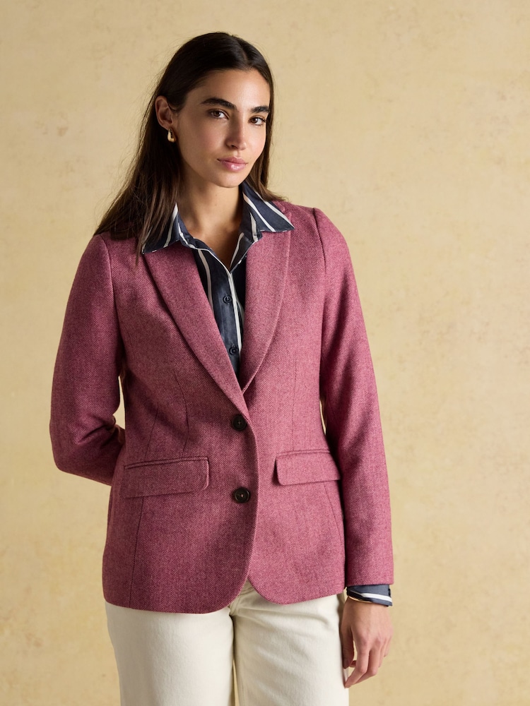 Aspley Pink Wool RichTweed Blazer - Image 1 of 9 Aspley Pink Wool RichTweed Blazer - Image 1 of 9
