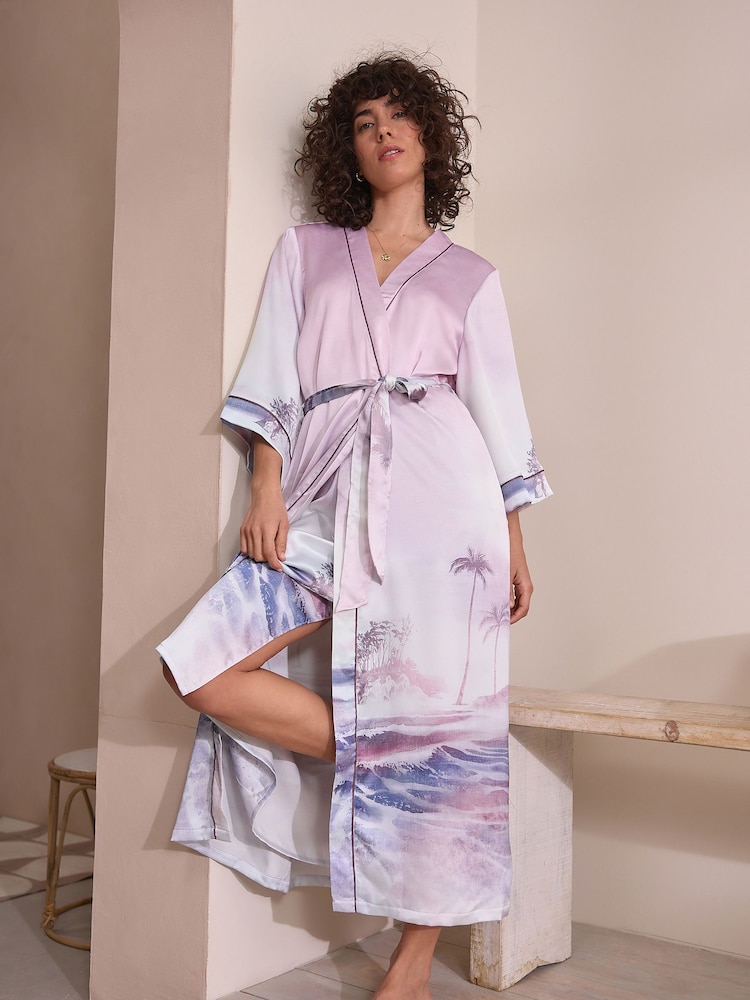 Pink Scene Lightweight Dressing Gown - Image 1 of 5