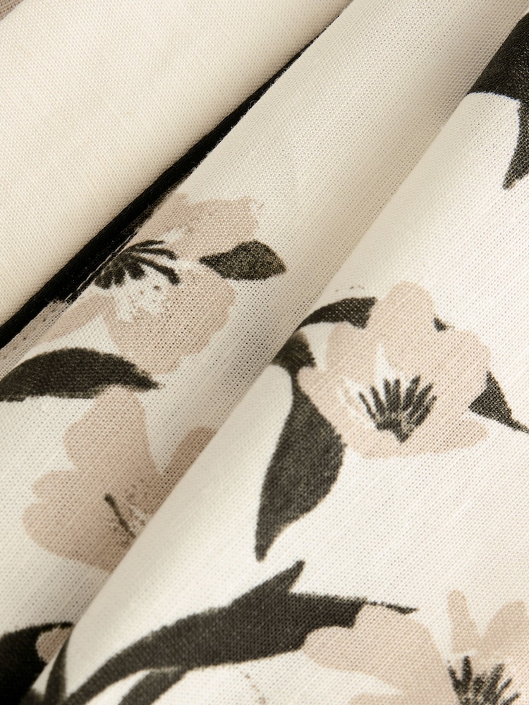 Black/White Heron Linen Blend Lightweight Dressing Gown - Image 9 of 11