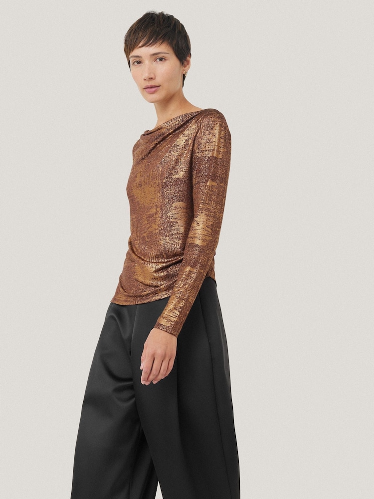 Jigsaw Metallic Brushed Bronze Cowl Top - Image 2 of 7