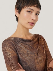 Jigsaw Metallic Brushed Bronze Cowl Top - Image 4 of 7
