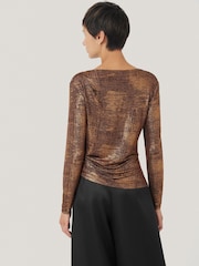 Jigsaw Metallic Brushed Bronze Cowl Top - Image 5 of 7