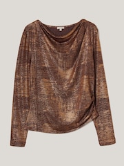 Jigsaw Metallic Brushed Bronze Cowl Top - Image 6 of 7