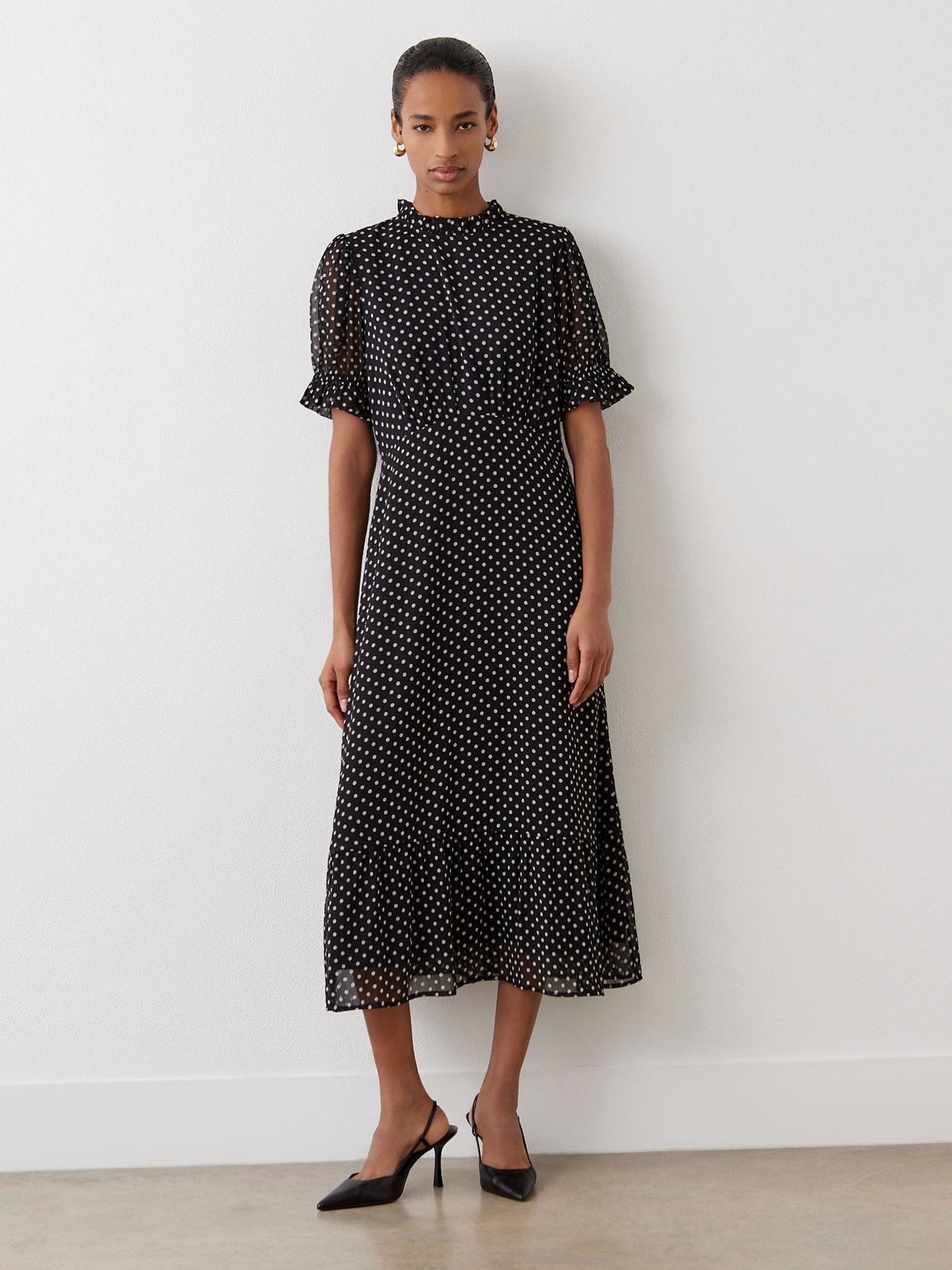 Buy Finery Black Camille Short Sleeve Midi Tea Dress from the Next UK online shop