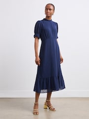 Темно-синий - Шифоновое платье миди Finery Camille - Image 1 of 4