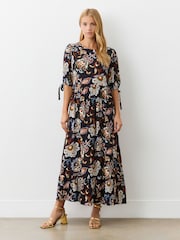Finery Black Gwen Heavy Crepe Long Sleeve Midi Dress - Image 2 of 5