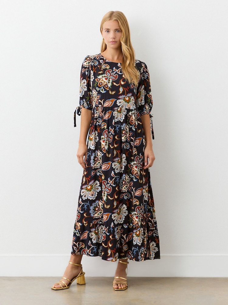 Finery Black Gwen Heavy Crepe Long Sleeve Midi Dress - Image 2 of 5