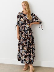 Finery Black Gwen Heavy Crepe Long Sleeve Midi Dress - Image 4 of 5