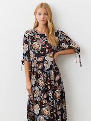 Finery Black Gwen Heavy Crepe Long Sleeve Midi Dress - Image 5 of 5