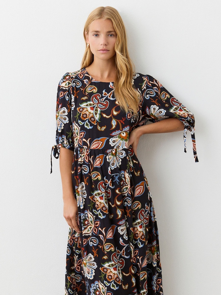 Finery Black Gwen Heavy Crepe Long Sleeve Midi Dress - Image 5 of 5