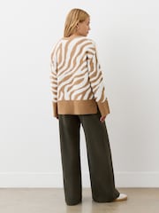 Finery Nude Tully Tan Zebra Knitted Jumper - Image 3 of 5